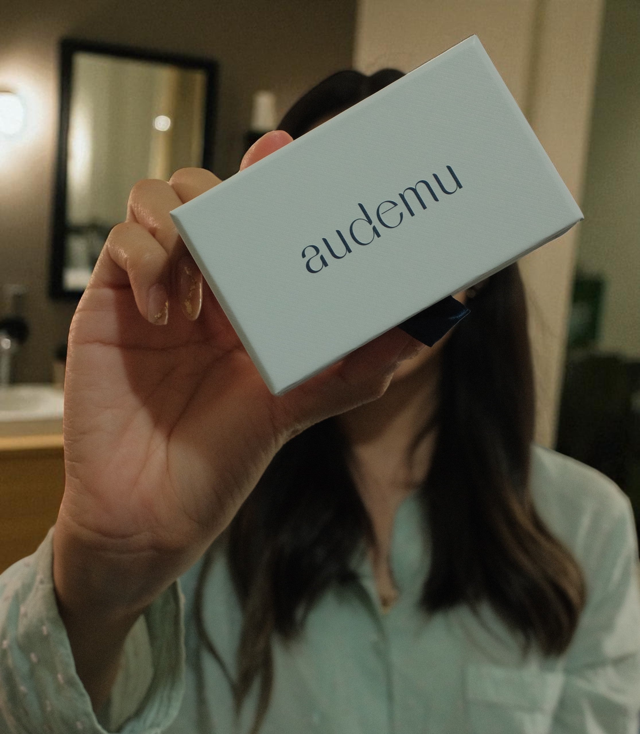 Audemu Premium Verpackung – luxuriöse Magnetbox für Sleep und Nasal Strips, designed in Germany, nachhaltige und edle Aufbewahrung.