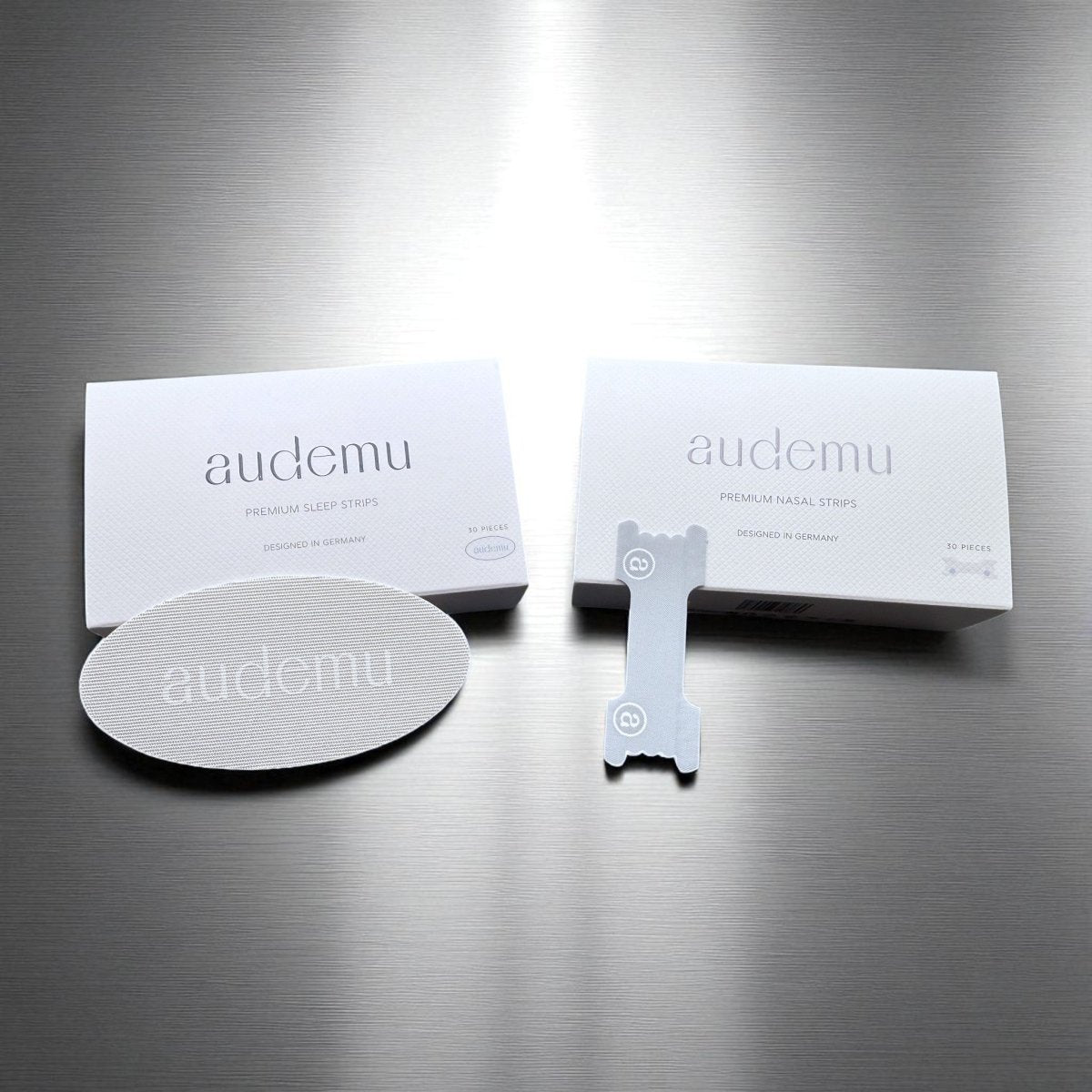 Audemu Sleep Strips – Kombination aus nachhaltigem Nachfüllpack und luxuriöser Magnetbox, hautfreundliches Mundtape für erholsame Nächte.