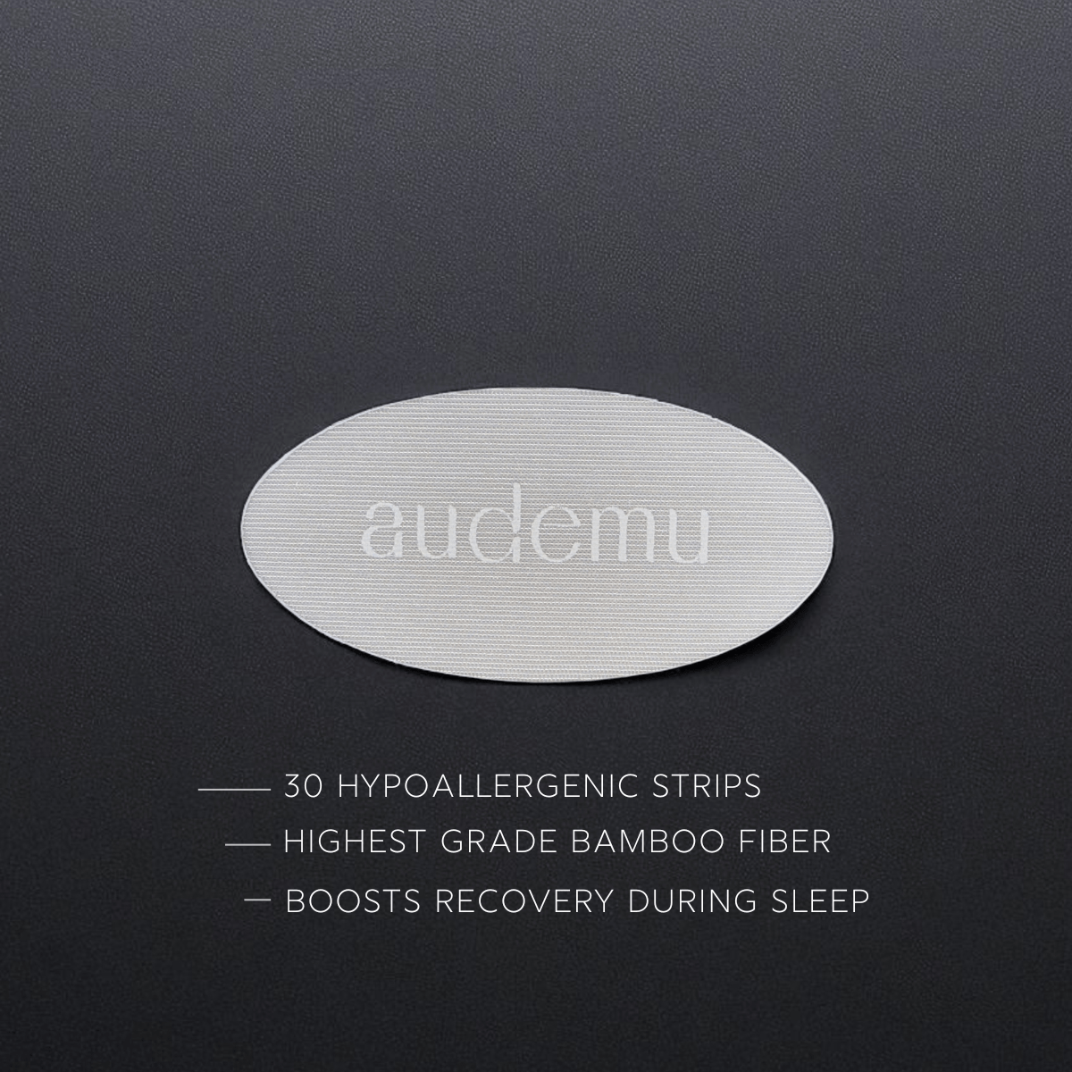 Audemu Sleep Strip – Premium Mundtape aus hypoallergener Bambusfaser, unterstützt Nasenatmung, verhindert Mundatmung und fördert Regeneration im Schlaf.