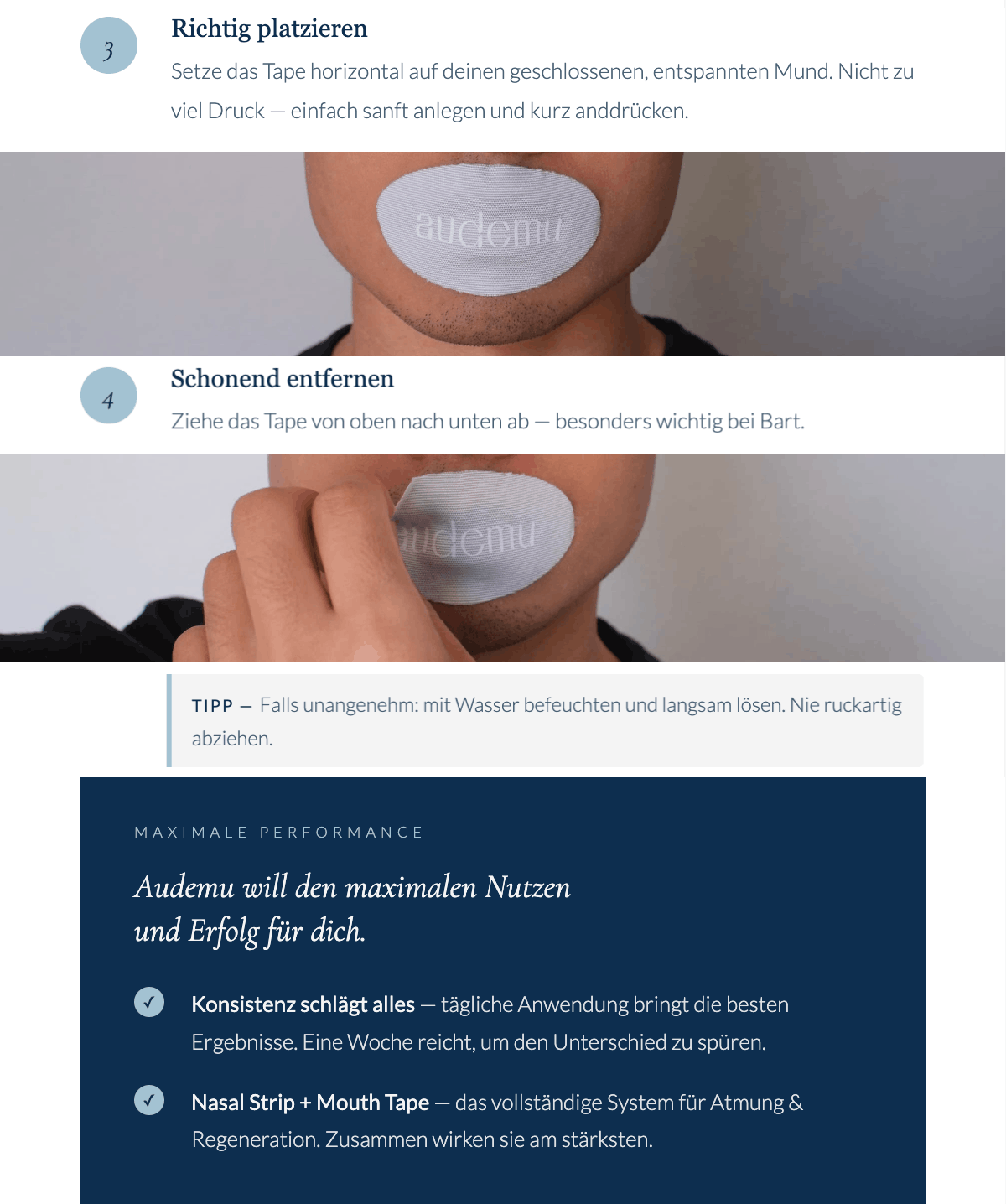 anleitung fuer audemu mouth tape